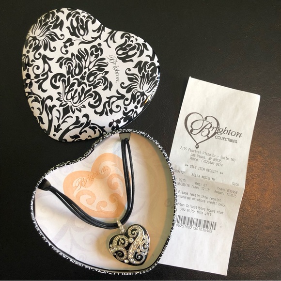 Brighton Black and Silver Heart Pendant Necklace - Picture 2 of 2